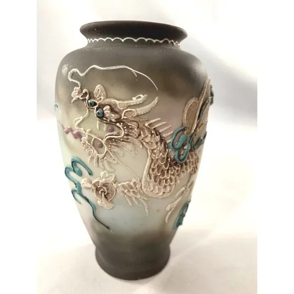 Moriage Dragonware Dragon Vase 5" Made in Japan Relief Raised Handpainted - Picture 1 of 8